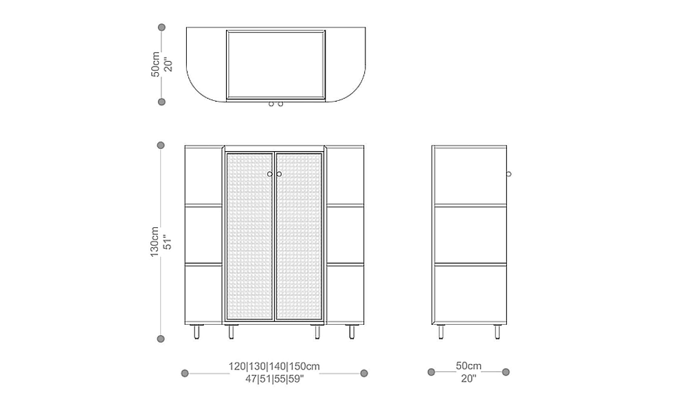 Image of the main dimensions of the product